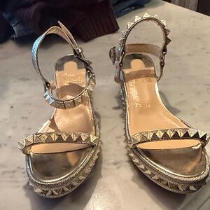 Christian Louboutin Metallic Gold Pyramid Stud Sandals